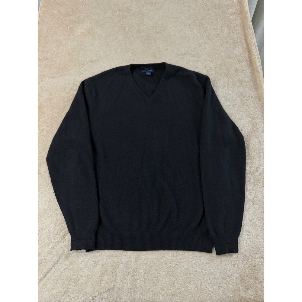 Club Room Fine Cashmere V-Neck Sweater Men M Black 100% Fine Cashmere L/S EUC
